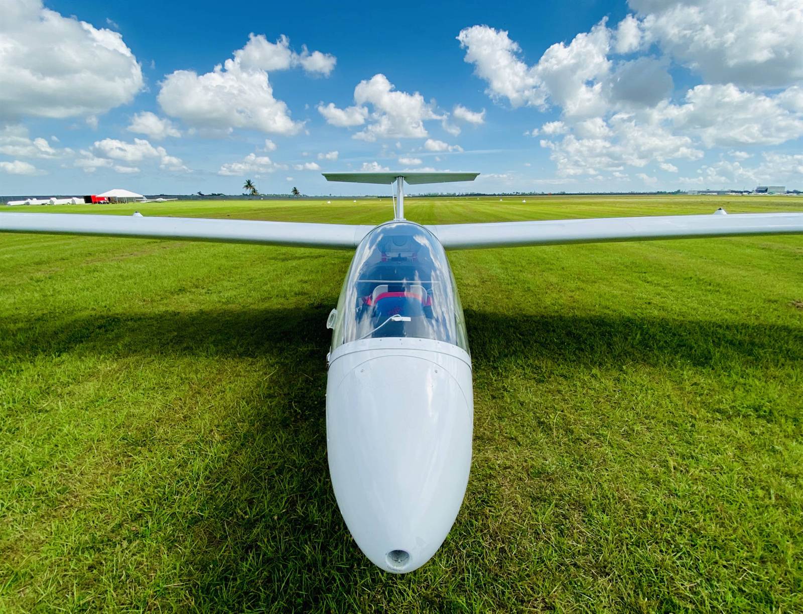 Glider on the grass runway at Homestead General Airport